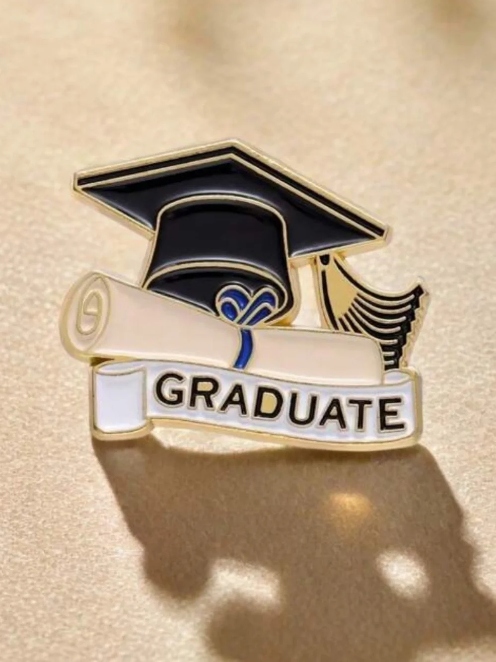 Graduate Cap & Diploma Enamel Brooch